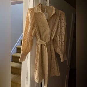 H&M Cream Eyelet Dress